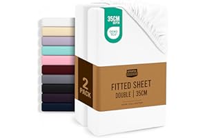 Utopia Bedding Fitted Sheet Double (2 Pack), White - Deep Pocket 14 inch (35 cm) - Oeko Tex Certified - Easy Care - Soft Brushed Microfibre Fabric - Shrinkage and Fade Resistant - Bottom Sheet