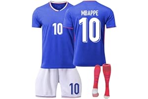 GENERIC Maillot Equipe de France Football 2024 Maillot Mbappe Enfant Homme de Foot Páris Maillots Domicile/Extérieur Soccer Jersey, Ensemble Garçon Entrainement T-Shirt et Short avec Chaussettes