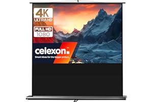 90" Zoll Pull-Up-Leinwand celexon Ultramobil Professional 16:10 | 200x125 cm schwarz | 4K Full HD 3D | transportable Beamer-Leinwand zum ausziehen & aufstellen | inkl. Tragegriff + Teleskopstange