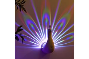 MINGCHENGHENG Pfau Wall Light - Pfau Lampe - Vogel-Wandleuchte - LED-Nachtlicht Mit Fernbedienung,Einzigartige LED-Wandleuchte, Bunte Wandlampe 9 Farben LED Beleuchtung Innen Wandkunst-Deko Weiß