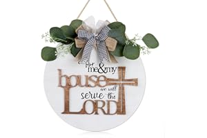 TOARTi House Wood Sign,3D As For Me And My House We Will Serve the Lord Religious Christian Door Decor,11.4" Farmhouse Bible Verse Scripture Wall Sign,Rustic Jesus Cross Decor for Home Office