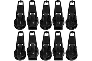 AERZETIX - C62928 - Lot de 10 curseurs N°5 autobloquants pour Fermeture éclair à glissière spiralée/Nylon - Couleur: Noir - en métal - Housse de Protection Jupe Robe Maroquinerie Coussin