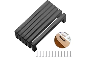 MEEQIAO Lot de 6 Poignee de Meuble Cuisine Noir,224 mm Acier Inoxydable Poignées Morden Carrée Meubles, pour Bureaux, Tiroirs, Armoires, Placard