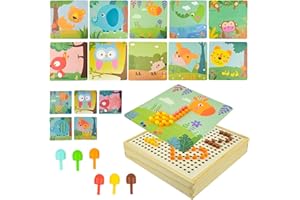 Auptiz Mushroom Nails Pegboard,Mosaic Plug-in Game,Creative Educational Colourful Jigsaw Puzzle Building Bricks,Colour Matching Mosaic Pegboard
