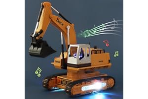 AptoFun 8 Kanal RC Bagger (35x12,5x24cm) mit Licht und Musik, 2,4 GHz Ferngesteuerter große Bagger als Geschenk für Kinder (Bagger)