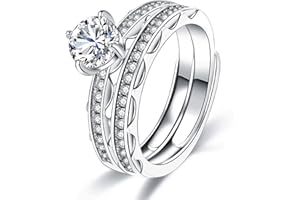 Bellitia Jewelry Bague Infini Reglable avec Diamant Simulé, Bague Bande Mariage Alliance Fiançailles en Argent 925 Plaqué Platine/Or Rose, Bague Empilable Bijoux Cadeau pour Femme Filles