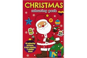 WF Graham A4 Christmas Colouring Pack | Christmas Party Bag Fillers for Kids, Childrens Stocking Fillers Colouring Books for Children with 16 Colouring Pictures, 6 Wax Crayons and a Sticker Sheet