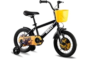 RULLY Vélo Enfant Dinosaur 12 14 16 Pouces pour Garçons de 2 à 7 Ans – Vélo Style BMX avec roulettes – Plusieurs Couleurs