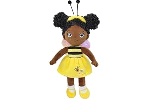 JUSTQUNSEEN Black Baby Doll, 30CM Black Doll African American Baby Doll, Rag Doll for Girls Soft Baby Doll Gifts, Dolls for 2 3 Year Old Girls, Brown Doll Fairy Dolls Baby Dolls for 2 3 Year Old Girls