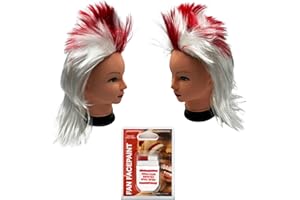 NARAS EURO 2024 Supporters Pack - England Mohawk Wig 2x and England Face Paint - Six Nations England Football, England Decorations, St. Georges Day Fancy Dress Accessories for Men, Women, England Rugby