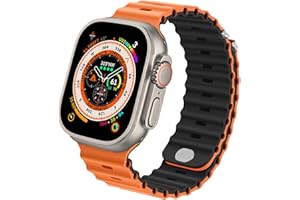 Anlinser Compatible avec Bracelet 49mm 45mm 44mm 42mm, Bracelet Sport en Silicone Pour Apple Watch Ultra 2/Ultra SE Series 9 8 7 6 5 4 3 2 1 (Orange/Noir)