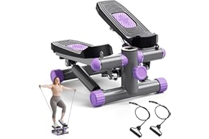DAILIENFUS Stepper für Zuhause, Mini Stepper 150kg mit Power Ropes, Up-Down Swing steper Hometrainer mit LCD Display, 2 in 1 Einstellbarer Widerstand Trainingsgerät für Beine/Arme/Gesäß Training