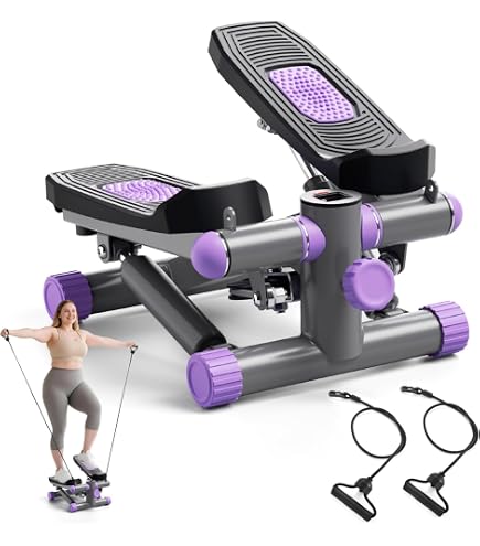 Stepper Mini Fitness PORTENTUM Avec Bandes De Résistance - Appareil Cardio 3-en-1 Pour Maison