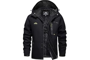 EKLENTSON Mens Coats-Winter Waterproof Fleece Jacket Windbreaker Mountain Hiking Walking Skiing Jacket Warm Outerwear Sports Thermal Hooded Coat Multi Zip Pockets