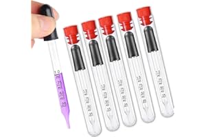 MXOQJE 5 PCS Pipettes, Pipette Dropper, Thick Dropping Pipette with Black Rubber Head 1ml Pippets Dropper, for Medicine Art Liquid Plant Nutrients, Essential Oil Medicine Laboratory