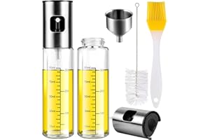 Byitin Cooking Oil Spray Bottle 100ML, 2PCS Glass Olive Oil Sprayer Misto Dispenser Wide Mouth for Air Fryer, Kitchen, BBQ and Baking