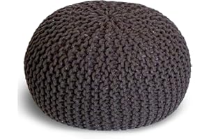 ‎CASAMIA casamia Pouf Ø 55 o. 45 cm Strickhocker Sitzpouf Bodenkissen für Innen Indoor Größe ø 55 cm, Farbe braun