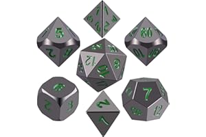 SIQUK Metal Polyhedral 7-Die Dice Set with Metal Case for Dungeons and Dragons RPG Dice Gaming D&D and Math Teaching