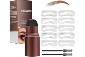 YAGASPANTERY Eyebrow Stamp Kit, Pochoir Sourcils, Eyebrow Stamp avec 10 Pochoir Sourcils Reutilisable et 2 Pinceaux à Crayons à Sourcils, Résultat Naturel Facile à colorer.(Brun clair)