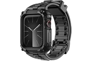 ‎FULLMOSA Fullmosa Schutzhülle mit Armband Kompatibel mit Apple Watch 44mm 45mm SE 3 2 1 Series 9/8/7/6/5/4, Sport Ersatzarmbänder mit Robustes Stoßfestes Gehäuse für iWatch 44mm 45mm, Schwarz