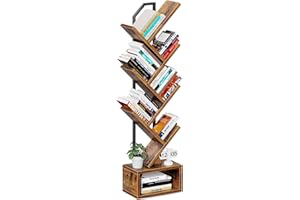 ‎COLESHOME Coleshome Bücherregal im Baumform, Standregal mit 6 Ebenen, Bücherregal Holz Geeignet für Wohnzimmer und Schlafzimmer, Braun