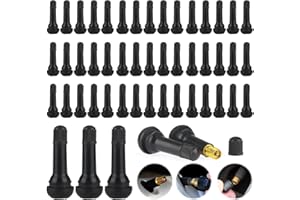 ATSGJLZN 50 Stück TR414 Autoventil,Reifenventile Pkw aus Rubber,Snap-In Autoreifen Ventil mit Aluminium für Autos, Motorräder, Geländefahrzeuge, Fahrräder, Roller(Schwarz)