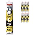 Pack of 6, Soudal Fix All Turbo Super-Fast Bonding High Tack SMX Sealant Strong Bond Adhesive Polymer Silicone