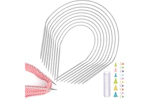 Katech 40cm Aiguilles à Tricoter Circulaires Fixes, 9 pcs 2,0-6,0mm Aiguille Circulaire Tricot en Rond et Plat, Kit Tricot Debutant, Accessoires Tricot, Aiguille Tricot Pulll/Bonnet/Écharpe/Châle