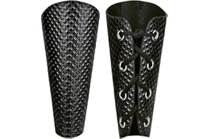 GORGECRAFT 2 pz Guanti Guanti In Pelle Polsino Protezioni per Braccio In Pelle Nera Medievale Modello Montagna Bracciali per Armature Retro Regolabile In Pelle PU Bracciale per Halloween Cosplay