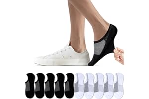 FALARY Calzini Fantasmini da Donna Uomo Corti Invisibili Calze 10 Paia Nero Bianco Grigio