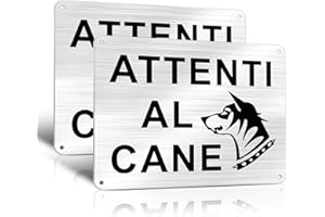 TAKULA Cartello Attenti al Cane,20 * 15CM Alluminio Spazzolato Attenti al Cane,Resistente Ai raggi UV, Alla Ruggine e Impermeabile|2 Pezzi