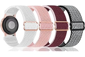 DKGKOO 4-Pack Elastic Nylon Straps 18mm 19mm 20mm 22mm Quick Release Watch Band Nylon Watch Strap for Samsung Galaxy/Garmin/Fossil/Amazfit/Huawei Watch Nylon Stretchy Replacement Strap