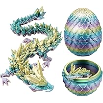 Decoración Colección Fantasía Ptyism 4 Piezas Huevo De Dragón Impreso En 3D (16CM-Dragon/7CM-Huevo) Dragón Impreso,Drago Stampato 3D Para Automóviles, Oficinas Y Decoración Del Hogar, Juguete De Escritorio Dragón 28 Cm Decorativo