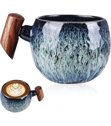 Mug Xxl YlobdolY à Café 600ml En Céramique Avec Anse, Tasse à Thé Vintage En Forme De Baril, Tasses à Espresso Pour Le Bureau Et La Maison, Cadeau Unique Pour Hommes Femmes