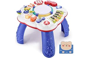 KIMIGO Giochi Bambini 1 Anno,Tavolo Multiattivita Bambini,Little Tavolo attività con Suoni e Luci Giochi Montessori Tavolo Interattivo Bambino 1 Anno Gioco Educativo,Centro attività Neonato