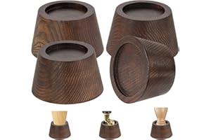 FASONLA Bed Risers (Set of 8) Furniture Risers Lifts Height 3", Solid Natural Wood Risers for Bed, Furniture Risers with Non-Slip Recessed Hole (Monolithic Wood, 4pcs-2" Hight-Walnut Color)