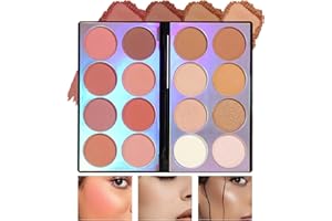 Prreal Palette de maquillage multifonction 3 en 1 contour, highlight, blush 16 couleurs poudre bronzante