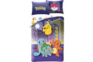 Pokémon Stad Enkelsäng Påslakan 140x200 + Örngott Pikachu | Vändbart sängset