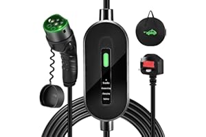 Dastre 6M EV Charger Cable Type 2 to 3 Pin Plug, 10Amp Electric Car Charger with LED Indicators, 2.3KW EV Trickle Charger, IP65 Waterproof, Type 2 Charging Cable 3 Pin with Bag for EVs and PHEVs
