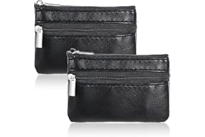 GEEHUA 2 sztuki etui na klucze ze skóry jagnięcej, 11x8 cm, supermiękki w dotyku, mały portfel na klucze z zamkiem błyskawicznym dla mężczyzn i kobiet