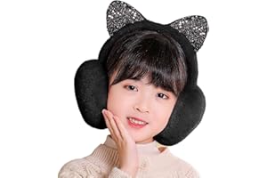 FAXIANTHER Paraorecchie da bambina, a prova di freddo, con paillettes, morbide orecchie di gatto, in peluche, per l'inverno, caldo, per bambini, per studenti, regalo di Natale