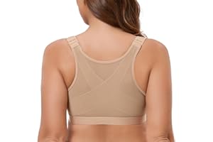 MELENECA Damski biustonosz bez fiszbin pooperacyjnych z podparciem pleców z przodu Migdałowy 85H