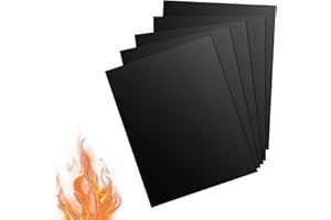 HINGTTRAUM Tapis de Cuisson Anti-adhérent – 5 Pièces 40x30 cm, Résistant à la Chaleur, Réutilisable, Tapis Barbecue Idéal pour Gaz, Charbon et Électrique, Feuille de Cuisson Facile à Nettoyer et à Couper