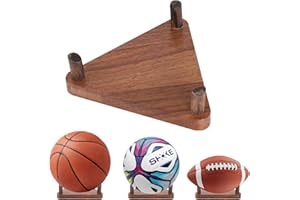 RICKMASK Noyer Support Mural Ballon,présentoir en bois pour ballon de football,Porte Ballon Mural En Bois,basket-ball, rugby, volley-ball, sport, support de rangement fabriqué en bois massif.