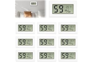 VAILEAL 10 mini termometro digitale igrometro 2 in 1 LCD termometro e igrometro termometro interno mini termometro digitale igrometro per casa o ufficio, auto, controllo del clima della stanza, bianco