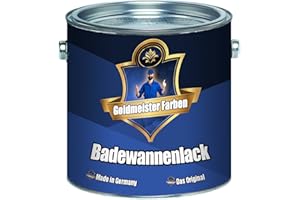 Goldmeister Farben 2 Komponenten Badewannenlack FARBAUSWAHL im SET Beschichtung für Keramik Emaille Acryl Badewanne Porzellan Stahl Fliesen Kunststoff GFK (1 L, Weiß)