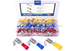 Glarks 140pcs 22-16/16-14/12-10 Gauge Semi-Insulated Piggy Back Spade Quick Splice Crimp Terminals Connectors Assortment Kit