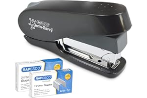 ‎RAPESCO Rapesco 1466 Germ-Savvy Antibakterieller ECO Luna Less Effort Heftgerät, 2000 Heftklammern, 50 Blatt Kapazität, Schwarz