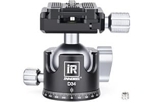 INNOREL D34 34 mm niskoprofilowa głowica kulowa statywu profesjonalna w całości metalowa głowica statywu do aparatu panoramicznego CNC do monopodów, aparatów DSLR, kamer, DV z 1/4" Arca Swiss Quick Release obciążenie płytą 33 lb/15 kg
