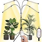 Ulikey LED Pflanzenlampe mit Ständer, 4 Köpfe Pflanzenlicht Vollspektrum, RF-Fernbedienung & Zeilengesteuerte Timing 4/8/12H,